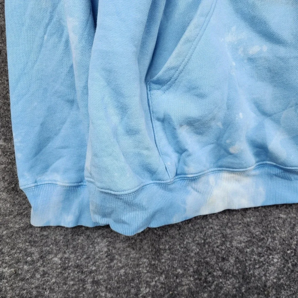 Adidas Hoodie Mens 2XL Blue Tie Dye Acid Wash Embroidered Box‎ Logo Pullover